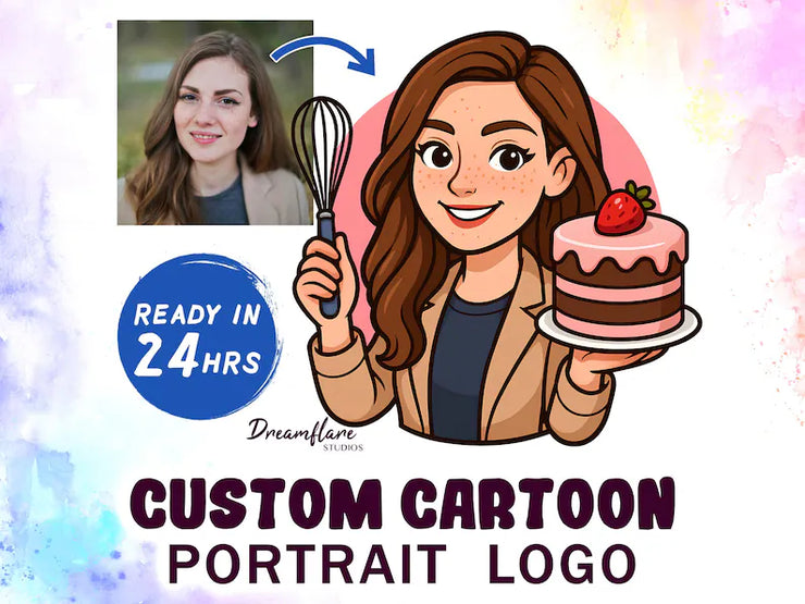 Custom Cartoon Portrait Logo from Your Photo – Personalized Avatar, Business Branding & Bulk Orders – 24 Hour Delivery