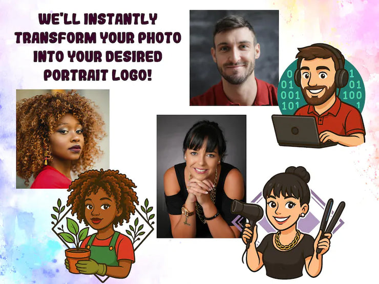 Custom Cartoon Portrait Logo from Your Photo – Personalized Avatar, Business Branding & Bulk Orders – 24 Hour Delivery