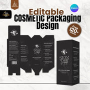 Editable Cosmetic Packaging Design Template | Skincare & Beauty Box Layout with Free 120+ Icons – Canva Instant Download