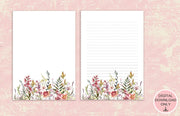 Printable Floral Stationery Paper Set – 8 Lined & 8 Unlined A4 Templates – Digital Download Writing Paper for Letters, Journals & Notes
