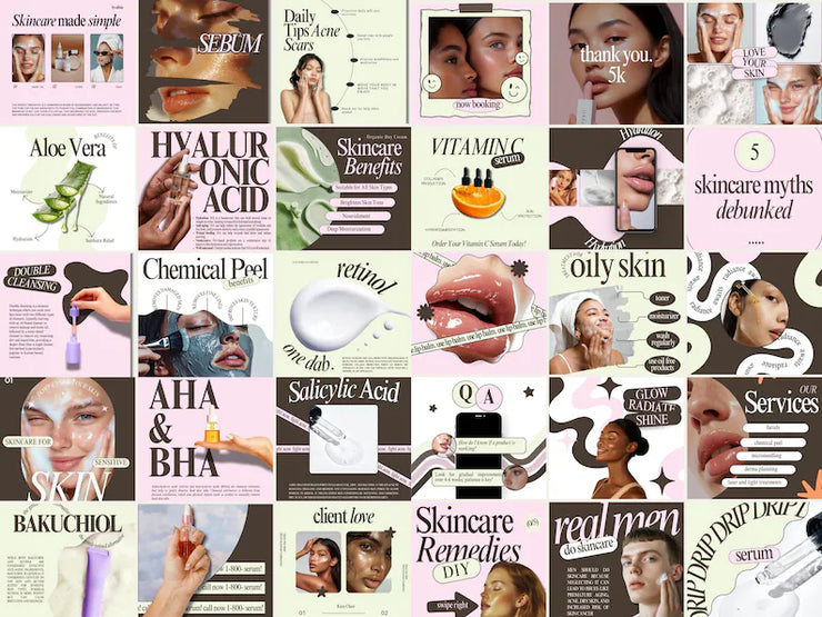 Luxury Skincare Social Media Templates – Editable Canva Bundle for Beauty Brands, Spas & Skincare Specialists