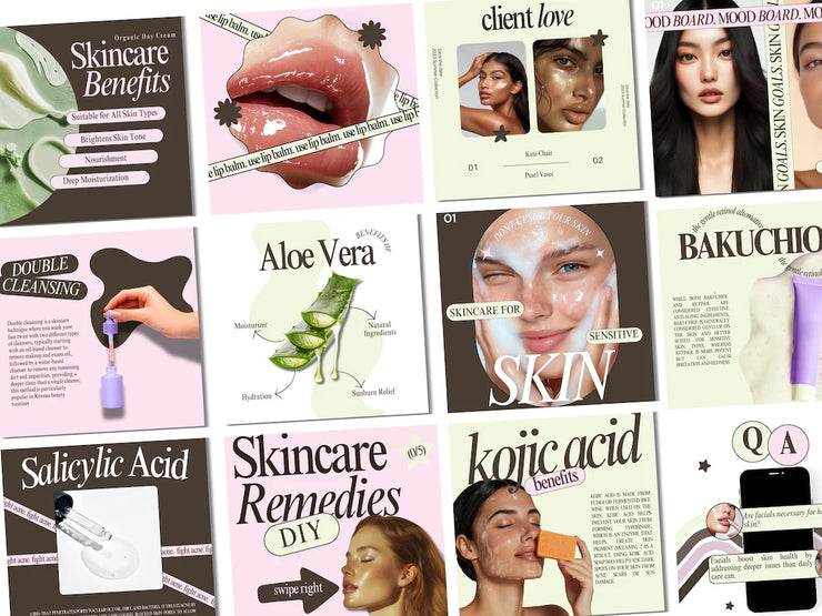 Luxury Skincare Social Media Templates – Editable Canva Bundle for Beauty Brands, Spas & Skincare Specialists