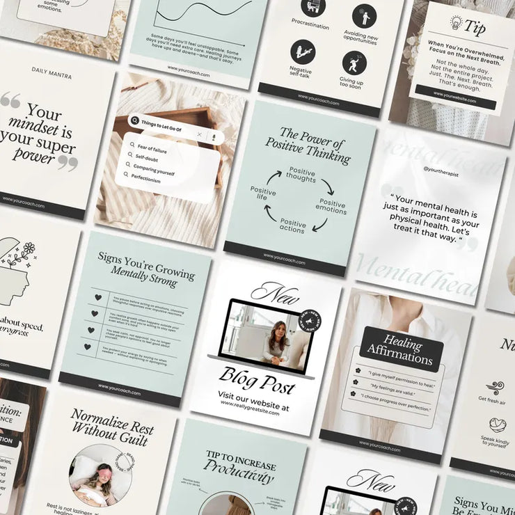 250 Therapist Social Media Templates – Editable Canva Bundle with Stories & Bonus Highlight Covers