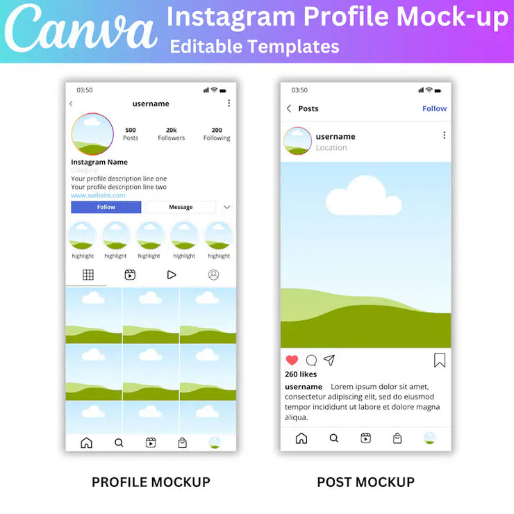 Instagram Canva Mockup & Skincare Social Media Post Templates – Editable Instagram Profile, Story, Reel, and Feed Layouts for Beauty & Skincare Brands